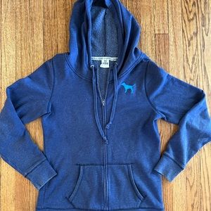 PINK Victoria's Secret Blue and Light Blue zip up hoodie size M